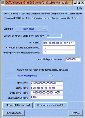 Screenshot of the SSMan1D extension
module in DsTool